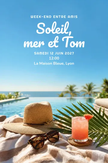 Invitation avec le modèle Soleil et mer