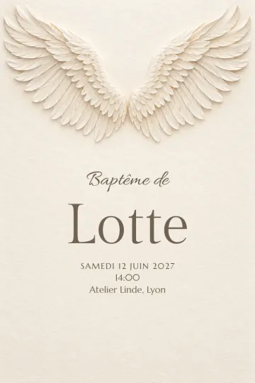 Invitation avec le modèle Ailes douces
