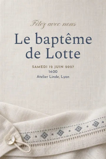 Invitation avec le modèle Lin brodé
