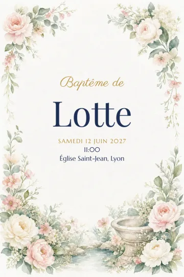 Invitation avec le modèle Couronne de fleurs