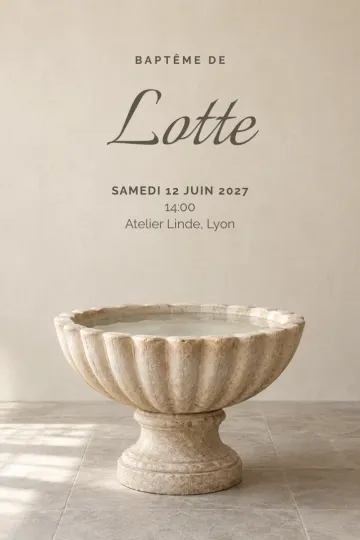 Invitation avec le modèle Baptistère coquillage