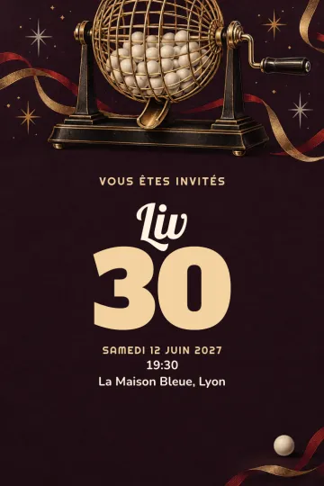 Invitation avec le modèle Anniversaire bingo