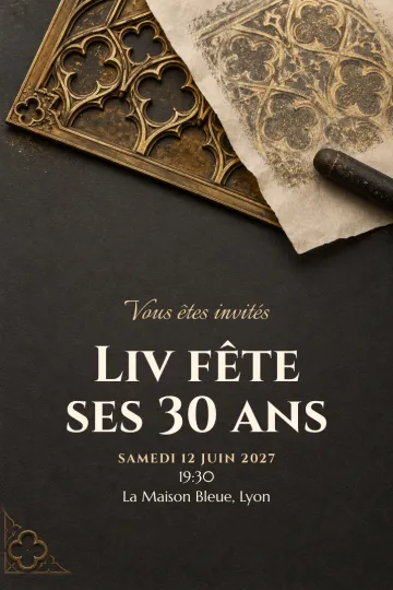 Invitation avec le modèle Empreintes dorées