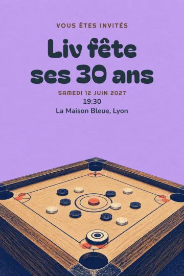 Invitation avec le modèle Une partie de carrom