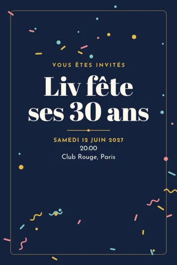 Invitation avec le modèle Confettis