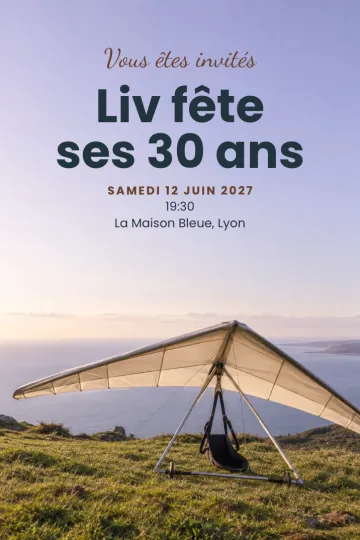 Invitation avec le modèle Départ en deltaplane