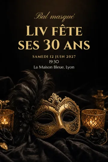 Invitation avec le modèle Bal masqué