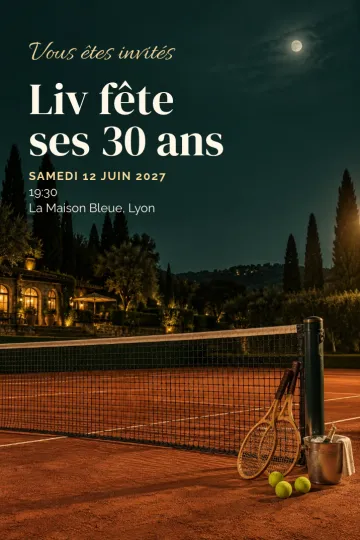 Invitation avec le modèle Tennis au clair de lune
