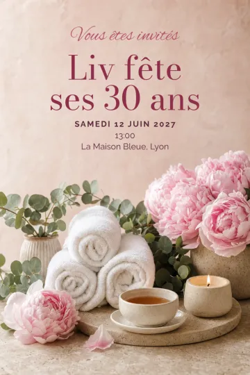 Invitation avec le modèle Journée cocooning