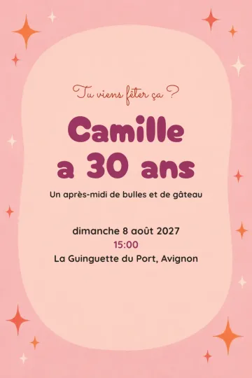 Invitation Anniversaire, modèle Pop pêche