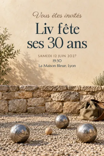 Invitation avec le modèle Partie de pétanque