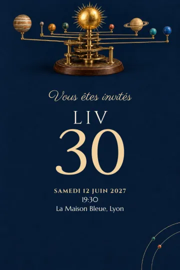 Invitation avec le modèle Les planètes tournent
