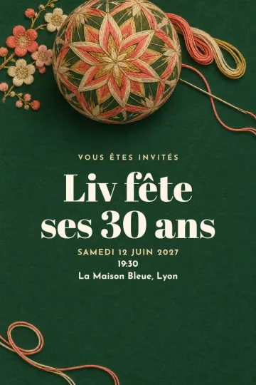 Invitation avec le modèle Atelier temari