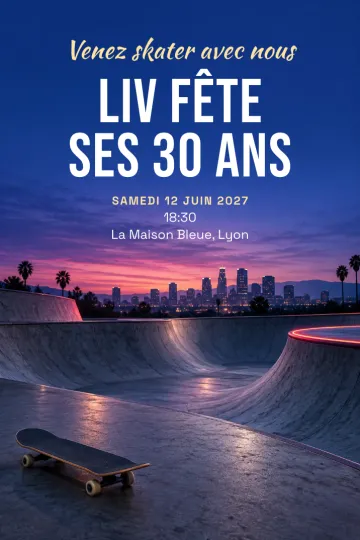 Invitation avec le modèle Skatepark au crépuscule