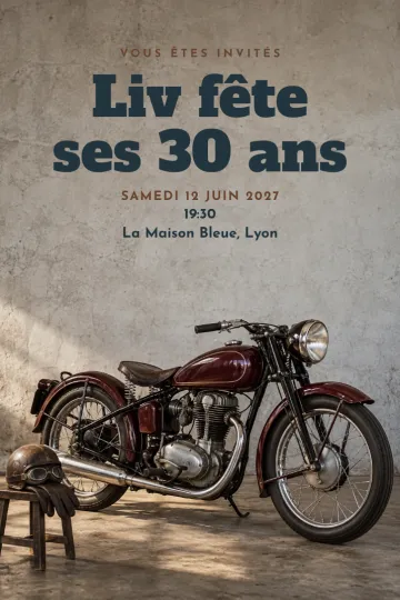 Invitation avec le modèle Soirée moto