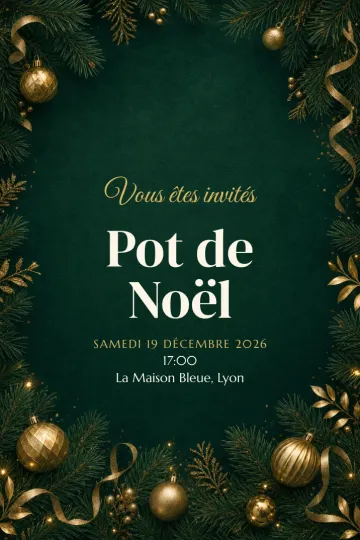 Invitation avec le modèle Pot de Noël