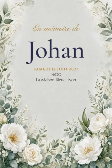 Invitation avec le modèle Célébration de la vie