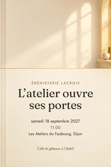 Invitation Soirée d’entreprise, modèle Atelier ensoleillé