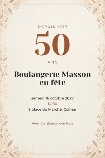 Invitation Soirée d’entreprise, modèle Guirlande gravée