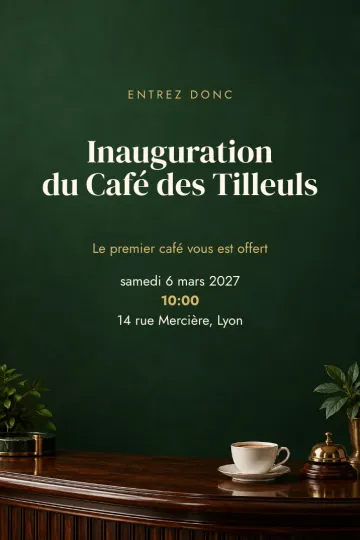 Invitation Soirée d’entreprise, modèle Comptoir du café vert
