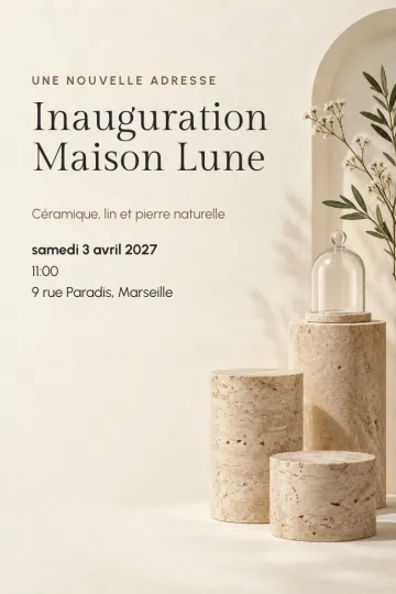 Invitation Soirée d’entreprise, modèle Socles en travertin