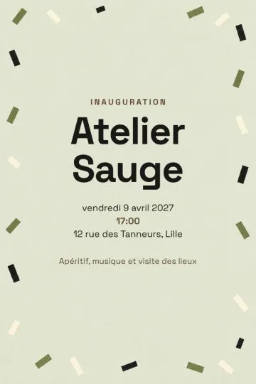 Invitation Soirée d’entreprise, modèle Confettis vert sauge