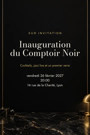 Invitation Soirée d’entreprise, modèle Onyx et laiton