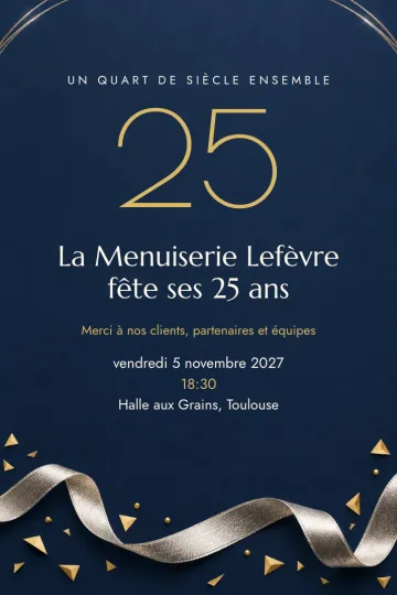 Invitation Soirée d’entreprise, modèle Ruban d’argent
