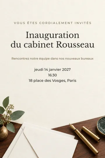 Invitation Soirée d’entreprise, modèle Bureau en noyer