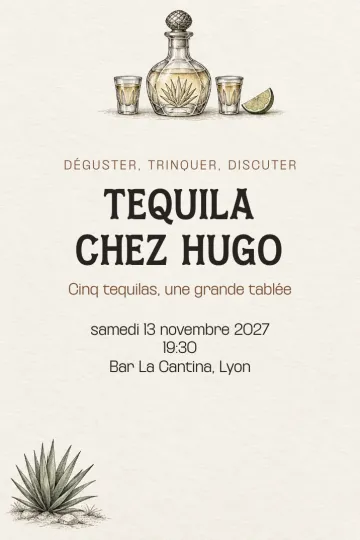 Invitation Dîner et apéro, modèle Tequila gravée