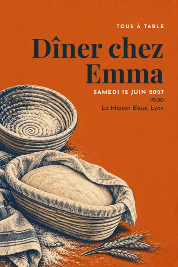 Invitation avec le modèle Pâte dans le panier
