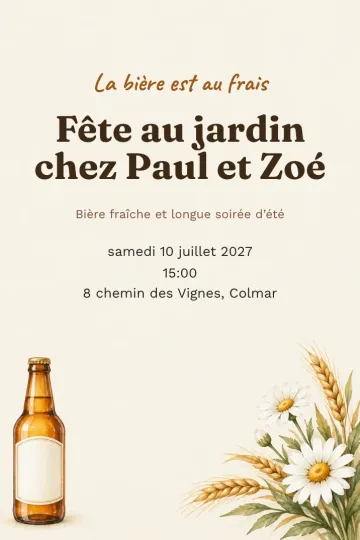 Invitation Dîner et apéro, modèle Bière et marguerites