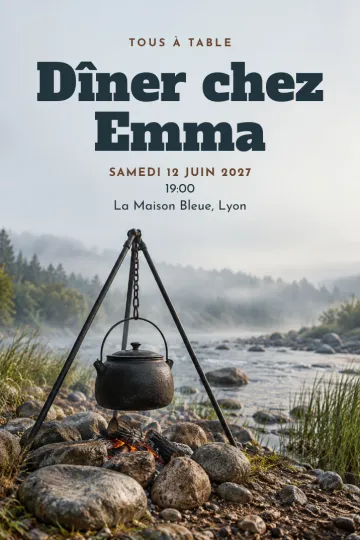 Invitation avec le modèle Marmite au bord de rivière