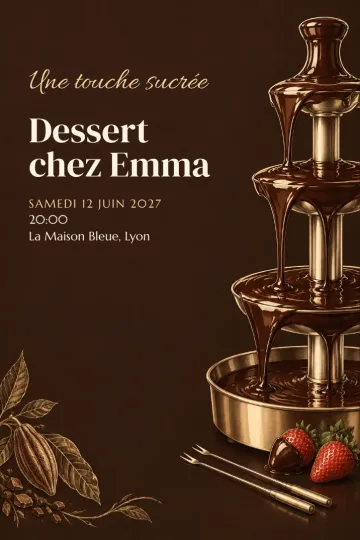 Invitation avec le modèle Dîner fontaine de chocolat