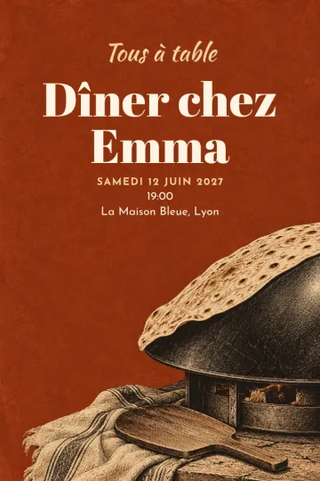 Invitation avec le modèle Du pain sur la plaque bombée