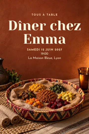 Invitation avec le modèle À partager autour de l’injera