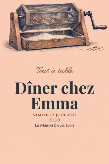 Invitation avec le modèle Farine au tamis