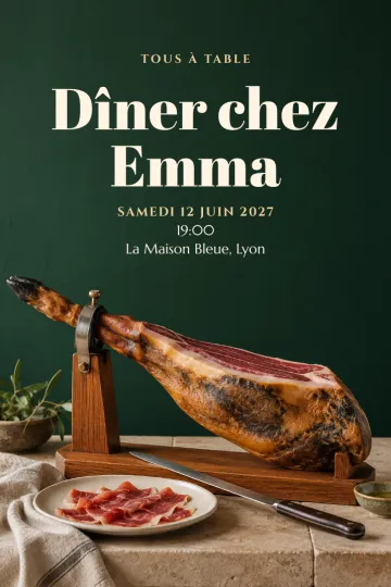 Invitation avec le modèle Bodega et jambon
