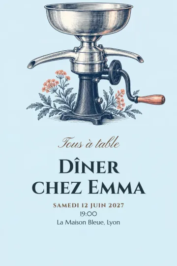 Invitation avec le modèle De la crème au dîner