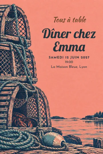 Invitation avec le modèle Dîner au port des casiers