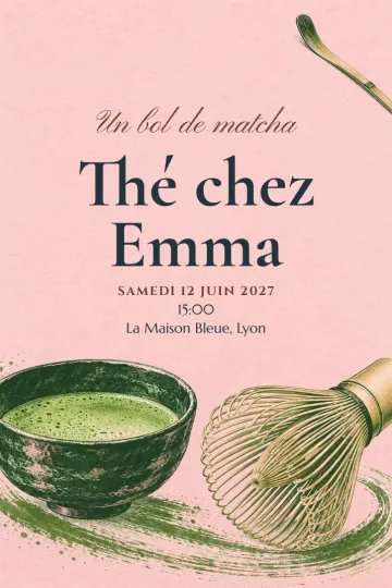 Invitation avec le modèle Atelier matcha
