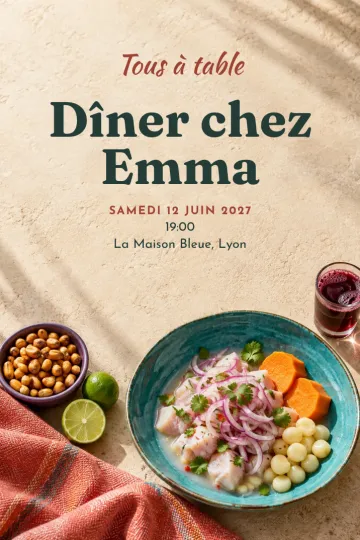 Invitation avec le modèle Ceviche péruvien