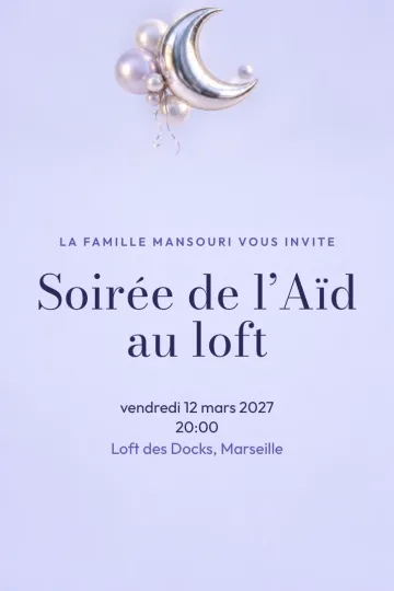 Invitation Fêtes de l’année, modèle Ballon croissant argenté
