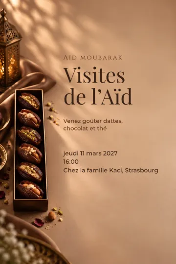 Invitation Fêtes de l’année, modèle Dattes enrobées de chocolat