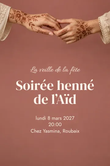 Invitation Fêtes de l’année, modèle Mains au henné