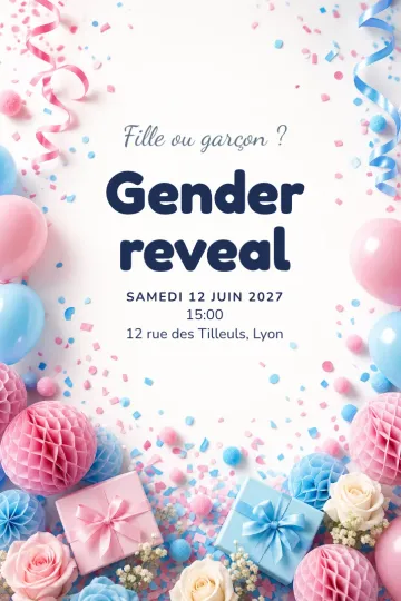 Invitation avec le modèle Révélation confettis