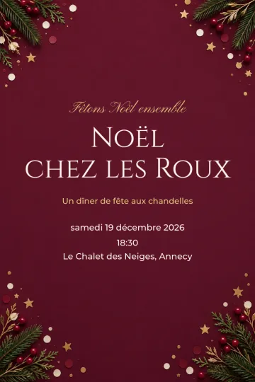 Invitation Fêtes de l’année, modèle Noël canneberge