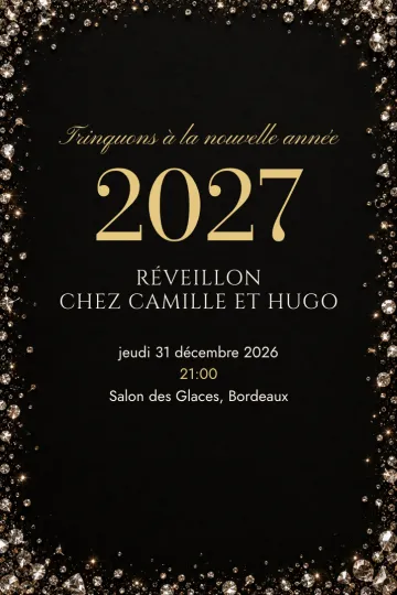 Invitation Fêtes de l’année, modèle Réveillon scintillant
