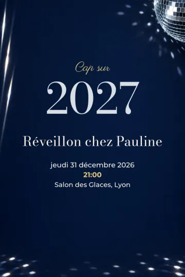 Invitation Fêtes de l’année, modèle Réveillon argenté