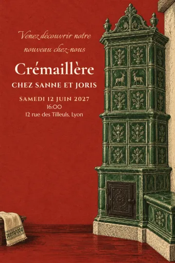 Invitation avec le modèle Notre poêle en faïence